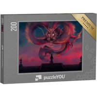 puzzleYOU Puzzle Chinesisches Neujahr: Frau und Drache, 200 Puzzleteile, puzzleYOU-Kollektionen Drache, Tiere aus Fantasy & Urzeit von puzzleYOU