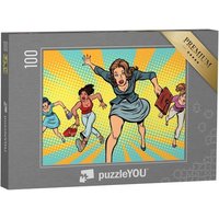 puzzleYOU Puzzle Comic-Stil: Frauen rennen hektisch zum Verkauf, 100 Puzzleteile, puzzleYOU-Kollektionen Comic von puzzleYOU