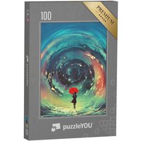 puzzleYOU Puzzle Digitale Kunst: Mädchen mit Regenschirm, 100 Puzzleteile, puzzleYOU-Kollektionen Fantasy, 200 Teile, Illustrationen von puzzleYOU
