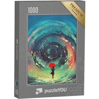 puzzleYOU Puzzle Digitale Kunst: Mädchen mit Regenschirm, 1000 Puzzleteile, puzzleYOU-Kollektionen Fantasy, 200 Teile, Illustrationen von puzzleYOU