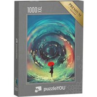 puzzleYOU Puzzle Digitale Kunst: Mädchen mit Regenschirm, 1000 Puzzleteile, puzzleYOU-Kollektionen Fantasy, 200 Teile, Illustrationen von puzzleYOU