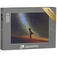 puzzleYOU Puzzle Ein junger Mann blickt in den Nachthimmel, 1000 Puzzleteile, puzzleYOU-Kollektionen Astronomie von puzzleYOU