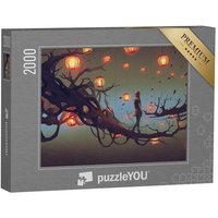 puzzleYOU Puzzle Illusorische Malerei: Mann auf einem Ast, 2000 Puzzleteile, puzzleYOU-Kollektionen Fantasy, Illustrationen von puzzleYOU