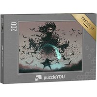 puzzleYOU Puzzle Kampfszene eines Mannes mit magischem Zauberstab, 200 Puzzleteile, puzzleYOU-Kollektionen Fantasy von puzzleYOU