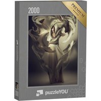 puzzleYOU Puzzle Kunstfotografie: Frau mit weißem Kleid, 2000 Puzzleteile, puzzleYOU-Kollektionen Fotokunst von puzzleYOU