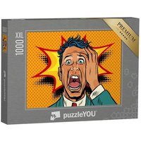 puzzleYOU Puzzle Lustige Pop-Art: Mann hat erschrecktes Gesicht, 1000 Puzzleteile, puzzleYOU-Kollektionen Comic von puzzleYOU