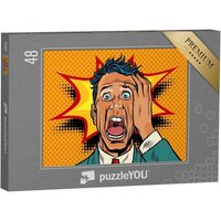 puzzleYOU Puzzle Lustige Pop-Art: Mann hat erschrecktes Gesicht, 48 Puzzleteile, puzzleYOU-Kollektionen Comic von puzzleYOU