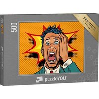 puzzleYOU Puzzle Lustige Pop-Art: Mann hat erschrecktes Gesicht, 500 Puzzleteile, puzzleYOU-Kollektionen Comic von puzzleYOU