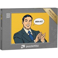 puzzleYOU Puzzle Mann Applaus Bravo Retro-Stil Pop Art, 100 Puzzleteile, puzzleYOU-Kollektionen von puzzleYOU