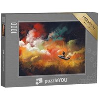 puzzleYOU Puzzle Mann auf einem Boot im Weltraum, Illustration, 1000 Puzzleteile, puzzleYOU-Kollektionen Fantasy, Kunst & Fantasy von puzzleYOU