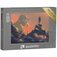 puzzleYOU Puzzle Mann auf einem Hügel, Illustrationsmalerei, 1000 Puzzleteile, puzzleYOU-Kollektionen von puzzleYOU