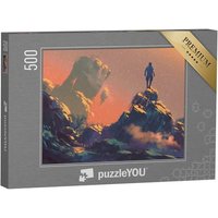 puzzleYOU Puzzle Mann auf einem Hügel, Illustrationsmalerei, 500 Puzzleteile, puzzleYOU-Kollektionen von puzzleYOU
