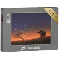 puzzleYOU Puzzle Mann macht ein Foto von einem Baum, 1000 Puzzleteile, puzzleYOU-Kollektionen Fantasy, Illustrationen von puzzleYOU