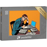 puzzleYOU Puzzle Mann mit Stapel von Papier: Büroarbeit, 100 Puzzleteile, puzzleYOU-Kollektionen Comic von puzzleYOU