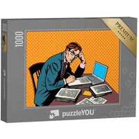 puzzleYOU Puzzle Mann mit Stapel von Papier: Büroarbeit, 1000 Puzzleteile, puzzleYOU-Kollektionen Comic von puzzleYOU