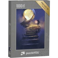 puzzleYOU Puzzle Mann mit einer Laterne auf Steintreppe, 1000 Puzzleteile, puzzleYOU-Kollektionen Fantasy von puzzleYOU