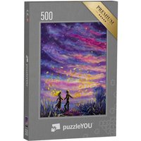 puzzleYOU Puzzle Mann und Frau tanzen vor Sonnenuntergang, 500 Puzzleteile, puzzleYOU-Kollektionen Fantasy von puzzleYOU
