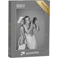puzzleYOU Puzzle Mann und Frau: Körperpflege im Badezimmer, 1000 Puzzleteile, puzzleYOU-Kollektionen Erotik von puzzleYOU