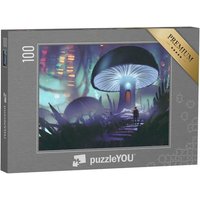 puzzleYOU Puzzle Mann und Haus im Wald, 100 Puzzleteile, puzzleYOU-Kollektionen Fantasy von puzzleYOU