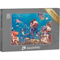 puzzleYOU Puzzle Mann und Meerjungfrau - eine Liebesgeschichte, 100 Puzzleteile, puzzleYOU-Kollektionen Meerjungfrau von puzzleYOU