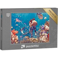 puzzleYOU Puzzle Mann und Meerjungfrau - eine Liebesgeschichte, 48 Puzzleteile, puzzleYOU-Kollektionen Meerjungfrau von puzzleYOU
