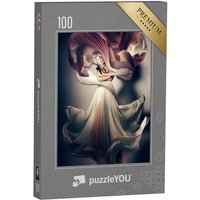 puzzleYOU Puzzle Mystische Frau mit fliegendem Kleid, 100 Puzzleteile, puzzleYOU-Kollektionen Fotokunst von puzzleYOU