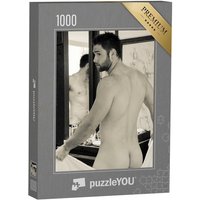 puzzleYOU Puzzle Nackter Mann nach der Dusche im Hotelzimmer, 1000 Puzzleteile, puzzleYOU-Kollektionen Erotik von puzzleYOU