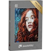 puzzleYOU Puzzle Ölgemälde: Die rothaarige Frau - ein Fragment, 48 Puzzleteile, puzzleYOU-Kollektionen Ölbilder von puzzleYOU