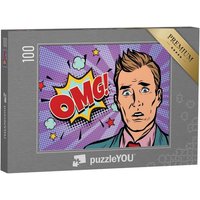 puzzleYOU Puzzle OMG: überraschter Mann im Comic-Stil, 100 Puzzleteile, puzzleYOU-Kollektionen Comic von puzzleYOU