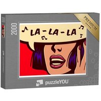 puzzleYOU Puzzle Pop-Art-Stil Comic: Frau singt, 2000 Puzzleteile, puzzleYOU-Kollektionen Comic von puzzleYOU