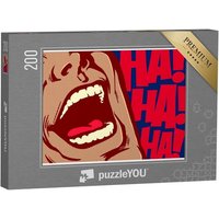 puzzleYOU Puzzle Pop-Art-Stil Mund des Mannes lacht, Comedy, 200 Puzzleteile, puzzleYOU-Kollektionen Comic von puzzleYOU