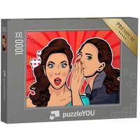 puzzleYOU Puzzle Pop-Art: Frau flüstert zu ihrer Freundin, 1000 Puzzleteile, puzzleYOU-Kollektionen Comic von puzzleYOU