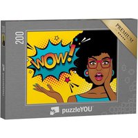 puzzleYOU Puzzle Pop-Art: eine junge afrikanische Frau überrascht, 200 Puzzleteile, puzzleYOU-Kollektionen Comic von puzzleYOU