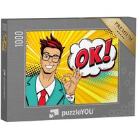 puzzleYOU Puzzle Pop-Art: junger Mann mit OK-Zeichen, 1000 Puzzleteile, puzzleYOU-Kollektionen Comic von puzzleYOU