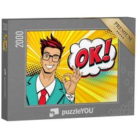 puzzleYOU Puzzle Pop-Art: junger Mann mit OK-Zeichen, 2000 Puzzleteile, puzzleYOU-Kollektionen Comic von puzzleYOU
