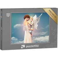 puzzleYOU Puzzle Porträt einer Frau mit einem Kind, Engel, 48 Puzzleteile, puzzleYOU-Kollektionen Engel von puzzleYOU