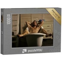 puzzleYOU Puzzle Sexy: Entspannter Mann in der Badewanne, 1000 Puzzleteile, puzzleYOU-Kollektionen Erotik von puzzleYOU