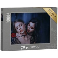 puzzleYOU Puzzle Vampirfrau beißt junge Frau in den Hals, 1000 Puzzleteile, puzzleYOU-Kollektionen Vampire von puzzleYOU