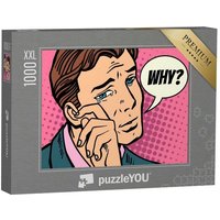 puzzleYOU Puzzle Why? Mann mit Tränen, 1000 Puzzleteile, puzzleYOU-Kollektionen Comic von puzzleYOU