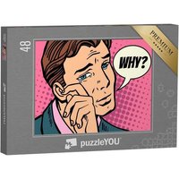 puzzleYOU Puzzle Why? Mann mit Tränen, 48 Puzzleteile, puzzleYOU-Kollektionen Comic von puzzleYOU