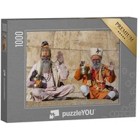 puzzleYOU Puzzle Zwei Männer auf der Straße in Jaisalmer, Indien, 1000 Puzzleteile, puzzleYOU-Kollektionen Indien von puzzleYOU