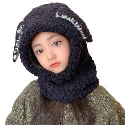 Tier Kapuzenmütze Schal | Flauschiges Häschen-Mützen-Schal-Set für den Außenbereich | Warmer Kapuzenpullover aus dicker Wolle für den Innenbereich mit Tiermotiv, Plüsch-Hoddie-Mütze mit Puzzlegame von puzzlegame