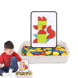 puzzlegame Geometrisches Formpuzzle, Magnetmuster-Blöcke-Set - Denkspiele, Intelligenzspielzeug - Langlebiger, kreativer, bunter, dicker, lustiger Holzmusterblock für Kinder, Kindergarten, klassische von puzzlegame
