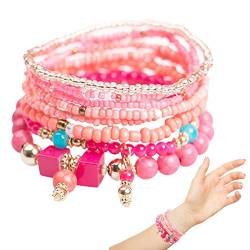 puzzlegame Perlenarmbänder, stapelbar – Armbänder und Perlen, Bohemian, stapelbar, bunt, für Frauen, kreatives Geschenk, Charme, mehrschichtig, ethnisch, für Weihnachtsdekoration, 1, Harz Glas von puzzlegame