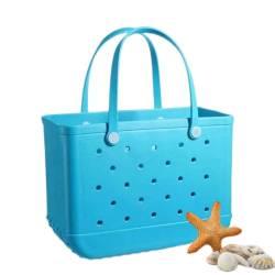 puzzlegame Strandtasche aus Gummi - Eva-Einkaufstasche aus Gummi mit Löchern | Langlebige offene Einkaufstasche Reisetaschen, große tragbare Handtasche für Strand-Pool-Sportarten von puzzlegame