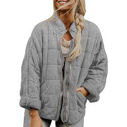 Damen Leichte Winterjacke Packbar Oversized Steppjacke Kurz mit Reißverschluss Wasserabweisende Kurzer Daunenmantel Damen Dolman Steppjacke Wintermäntel Jacken Leicht verpackbarer Mantel Daunenjacke von pvucpot