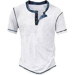 Hemd Herren Langarm/Kurzarm Henley Shirt Männer Freizeithemd Vintage Casual Leicht Baumwolle Slim Fit T-Shirt von pvucpot