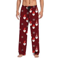 Herren Weihnachten Pyjama Hose Grafik Lounge Hose Schlafhose Kordelzug Elastische Taille für Urlaub mit Taschen Weihnachten Hose Pyjamahose Herren Lang Freizeithosen Freizeithose Pyjamahose Pyjamahose von pvucpot