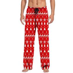 Herren Weihnachten Pyjama Hose Grafik Lounge Hose Schlafhose Kordelzug Elastische Taille für Urlaub mit Taschen Weihnachten Hose Pyjamahose Herren Lang Freizeithosen Freizeithose Pyjamahose Pyjamahose von pvucpot