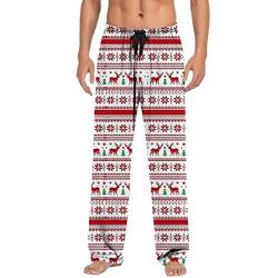 Herren Weihnachten Pyjama Hose Grafik Lounge Hose Schlafhose Kordelzug Elastische Taille für Urlaub mit Taschen Weihnachten Hose Pyjamahose Herren Lang Freizeithosen Freizeithose Pyjamahose Pyjamahose von pvucpot